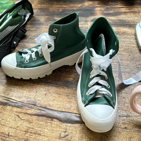 Converse All Star Chuck Taylor Platform /Chelsea Sneakers Leather Green Size 7.5 - Picture 7 of 9